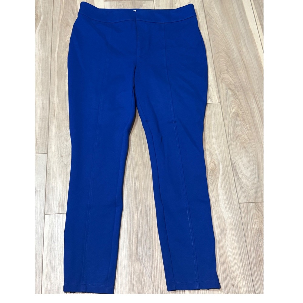 Anthropologie The Essential Slim Ankle Zip Pants Cobalt Blue 10 Pintuck Stretch